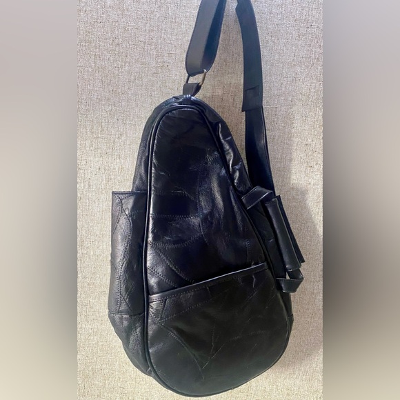 Comfort Carry-All Crossbody Sling Black Patchwork Shoulder Bag Ergo Purse Unisex - Picture 9 of 16